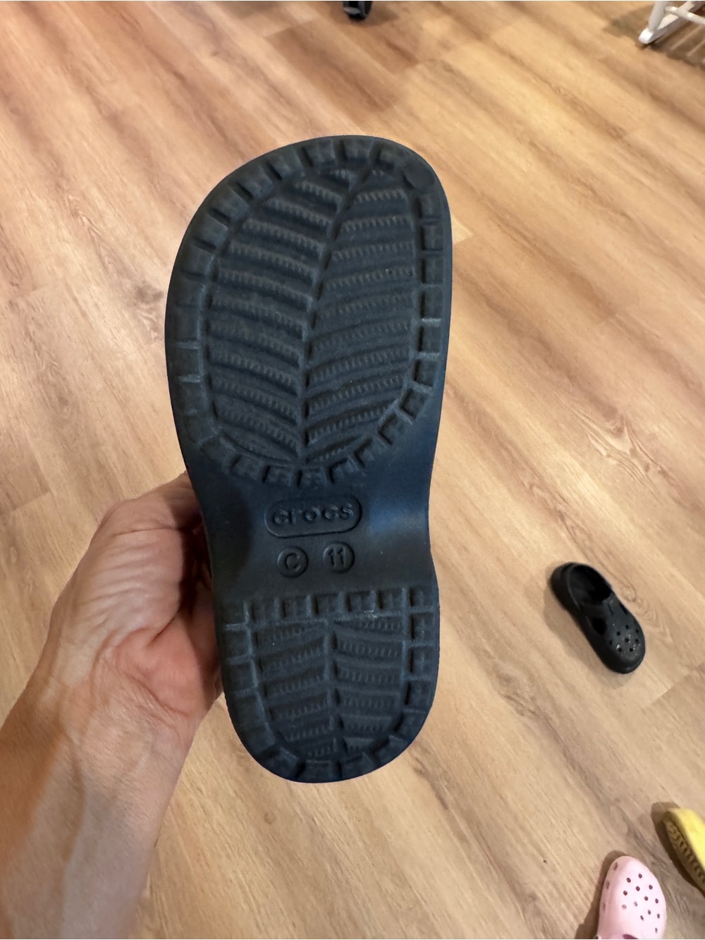 CROCS Kids Black Glitter Clog Sandals with Back Strap - Picture 3 of 3